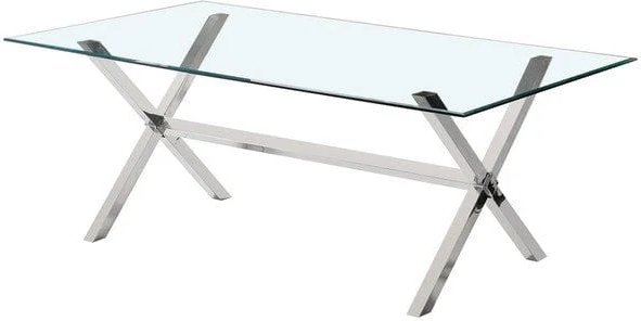 Maine glasbord 200x95 cm - Kromade ben + Glas och Kristallreng�ring