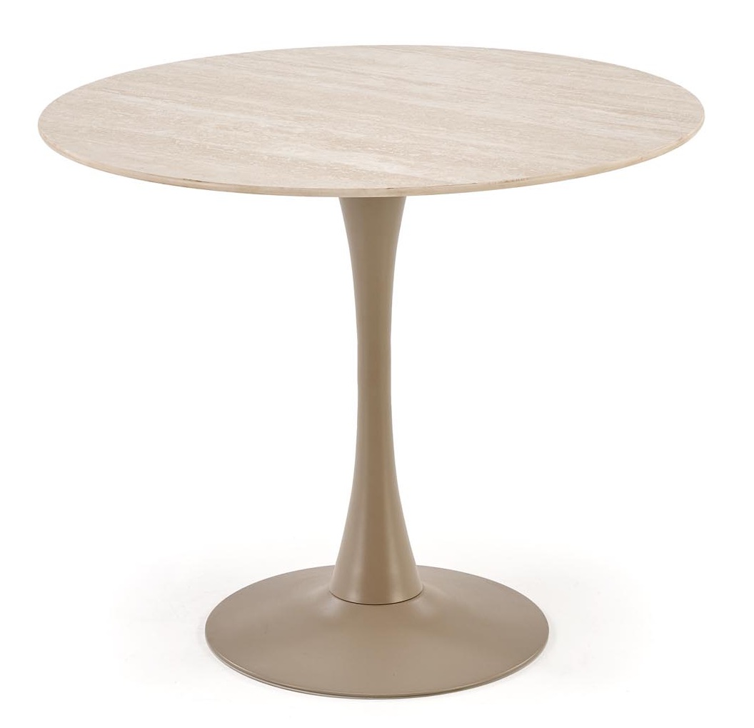 Matbord runt �90 cm - Beige travertin