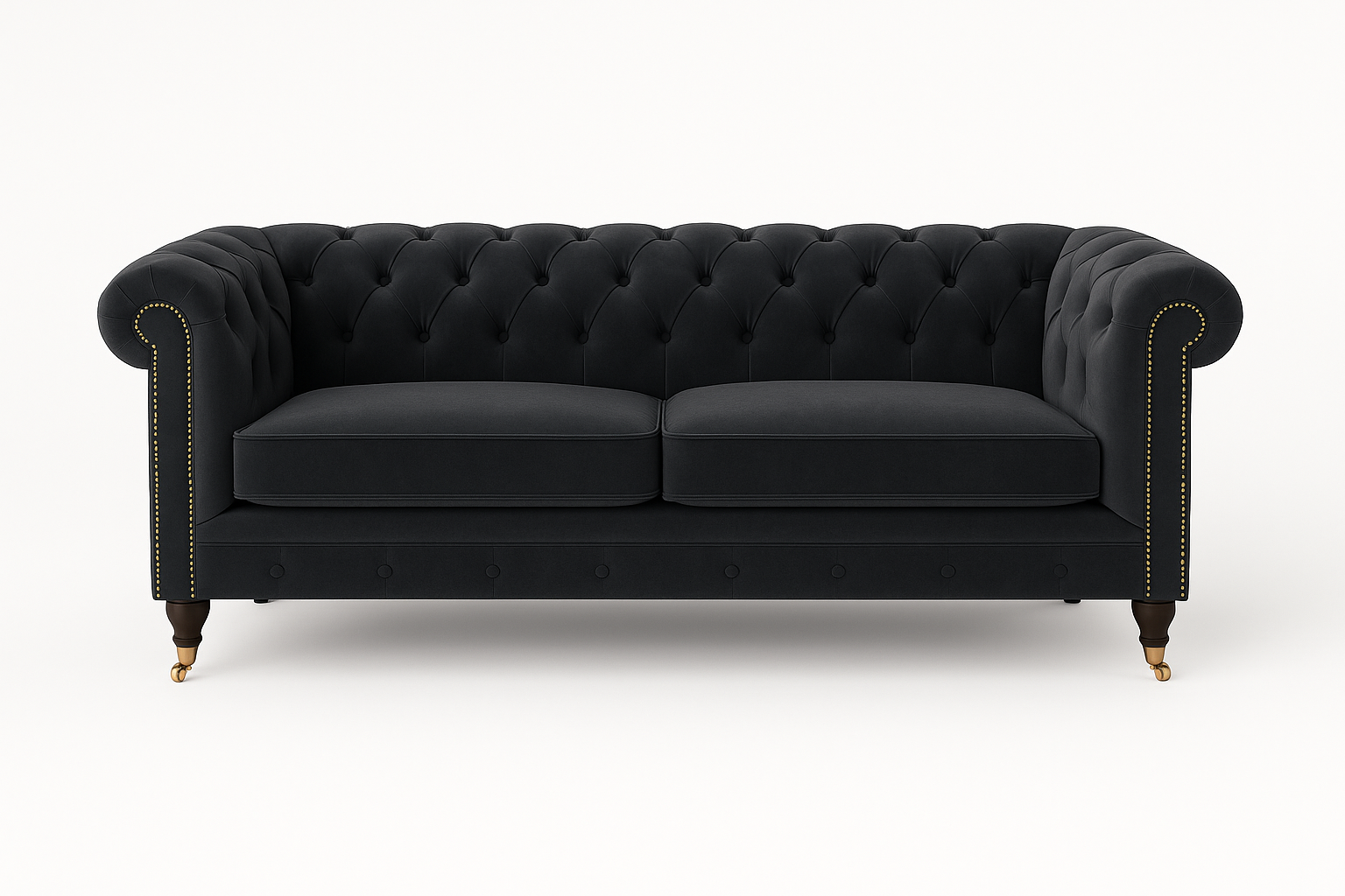 Chesterfieldsoffa Cambridge Deluxe 2,5-sits - M�rkgr� sammet