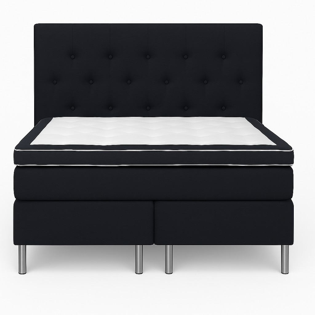 S�ng 180x200 cm med s�nggavel - M�rkgr� - Hilton Deluxe