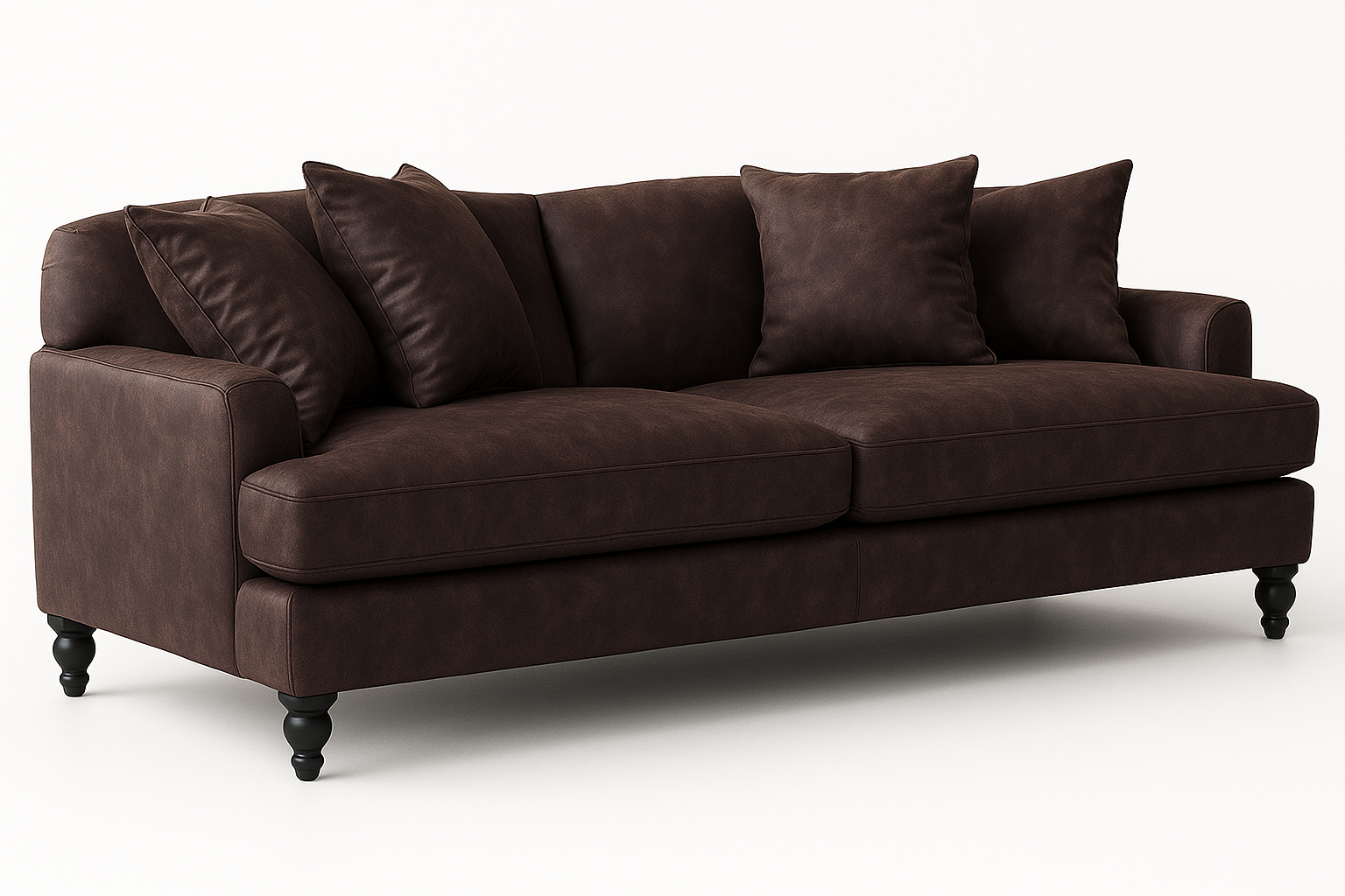 Soffa Dalton 225 cm - M�rkbrun l�derimitation