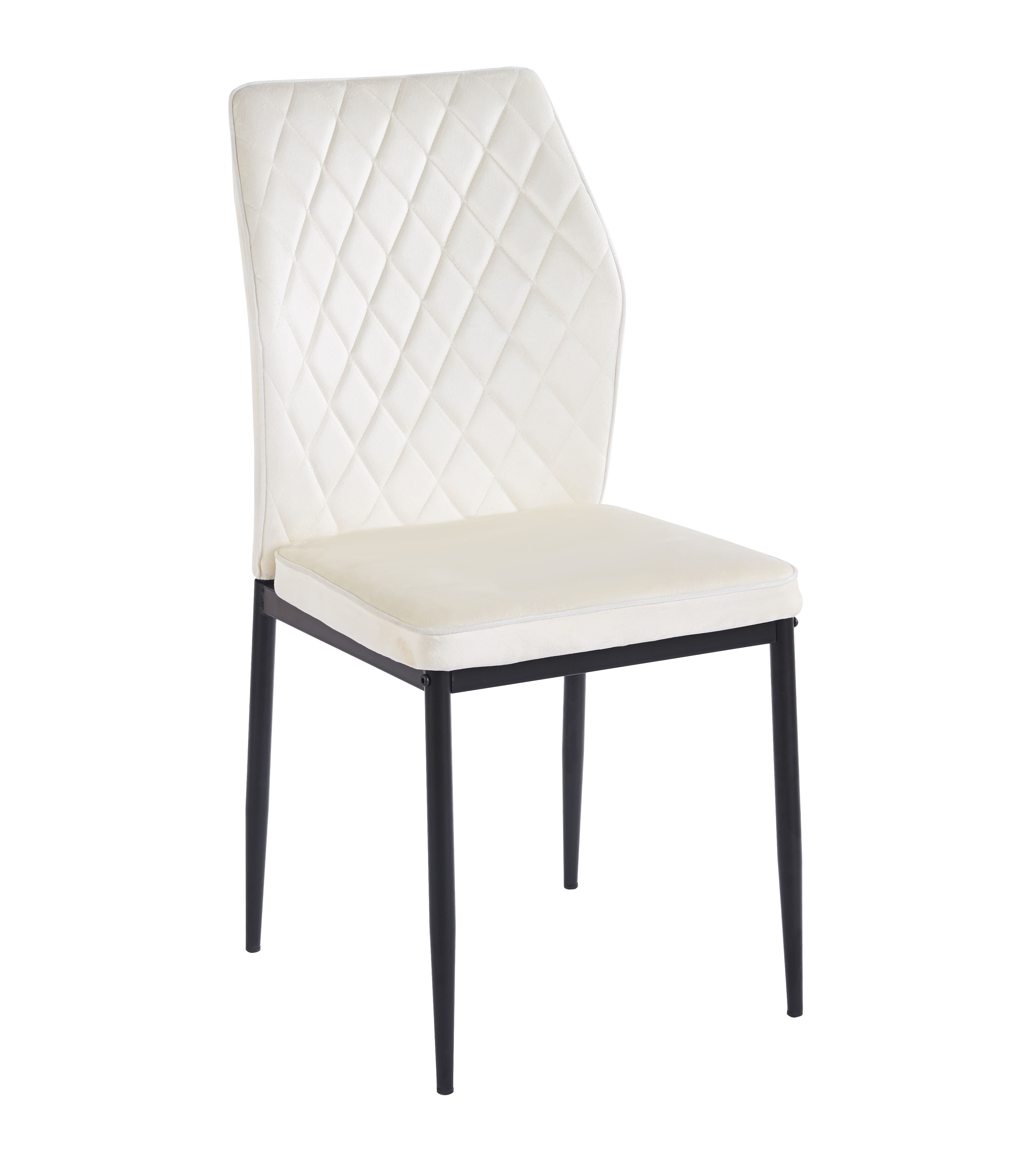 Inez matstol i beige sammet med svarta ben
