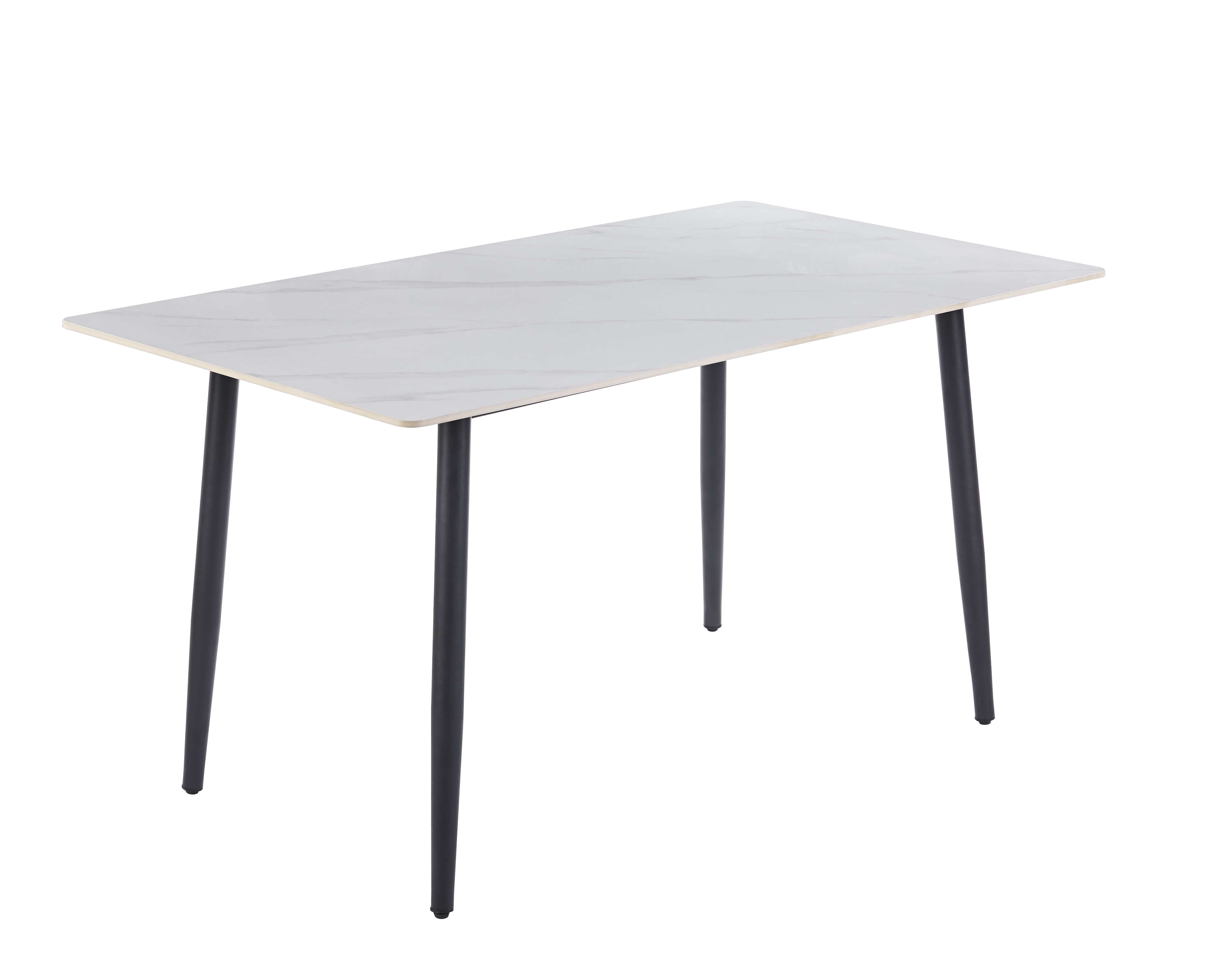 Inez matbord med keramisk vit matt marmor - 140x80 cm