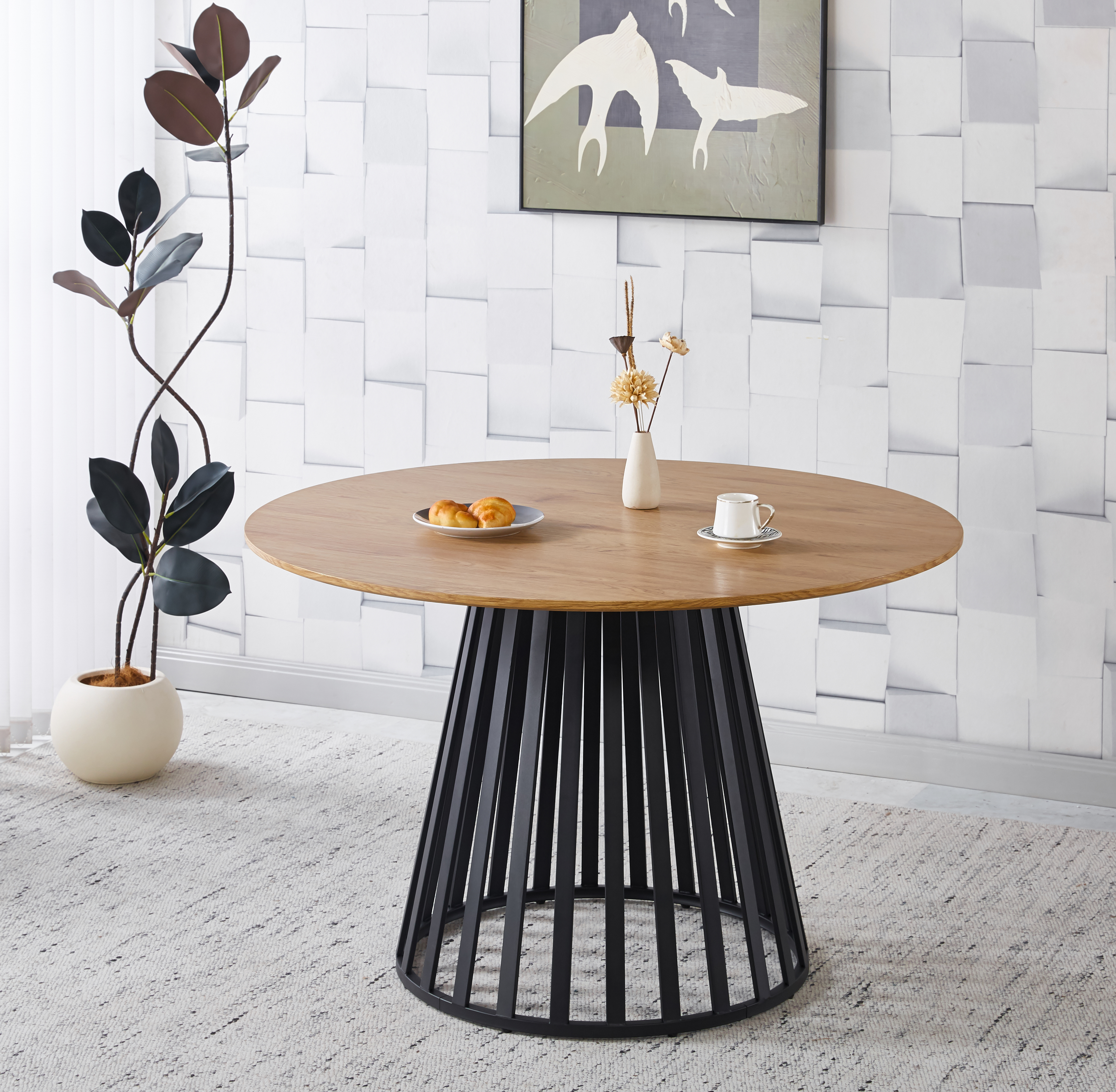 Inez runt matbord �120 cm ekfan�r / Svart metall