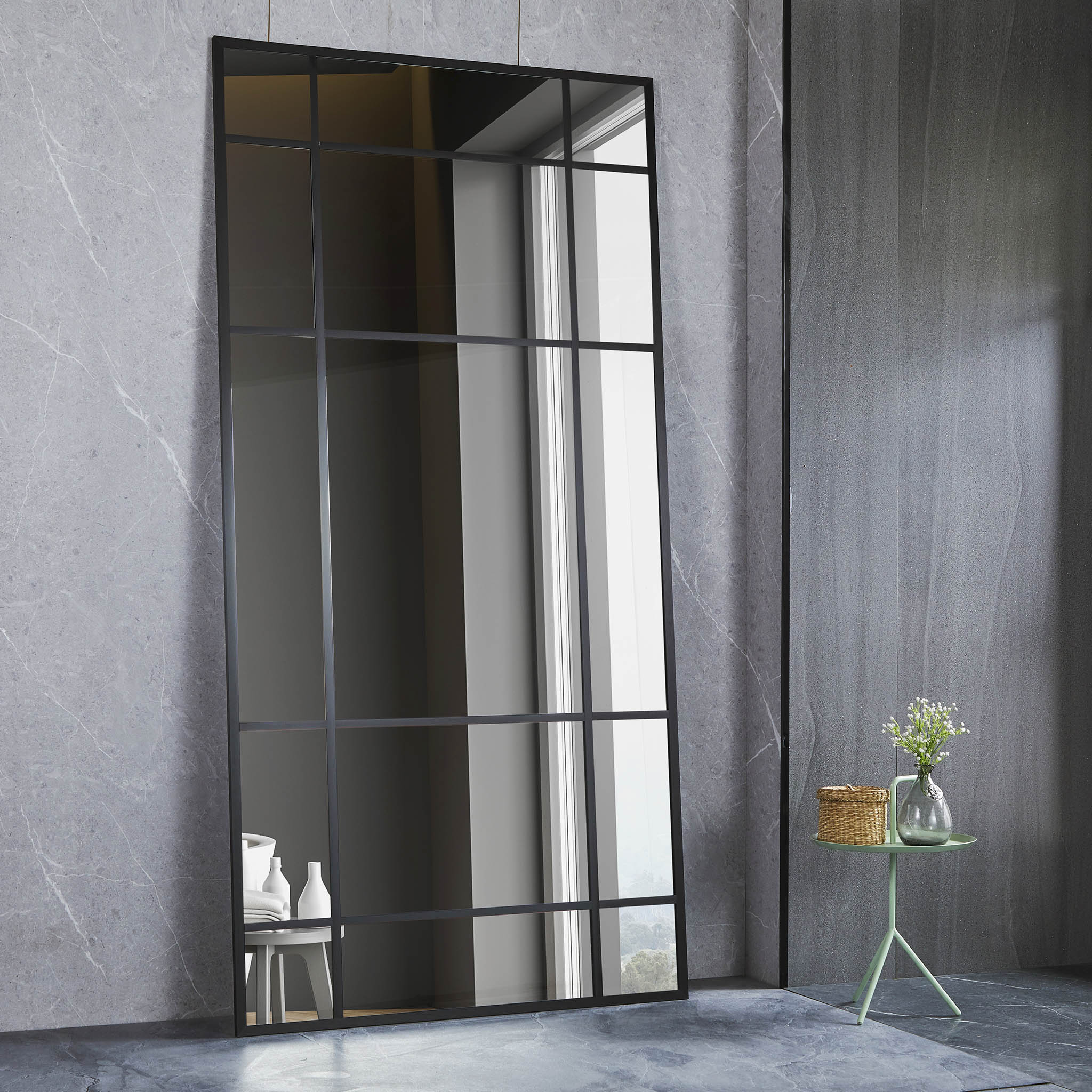 Helkroppsspegel 90 × 180 cm Spröjsad - Svart ram Helkroppsspegel 90 × 180 cm Spröjsad - Svart ram