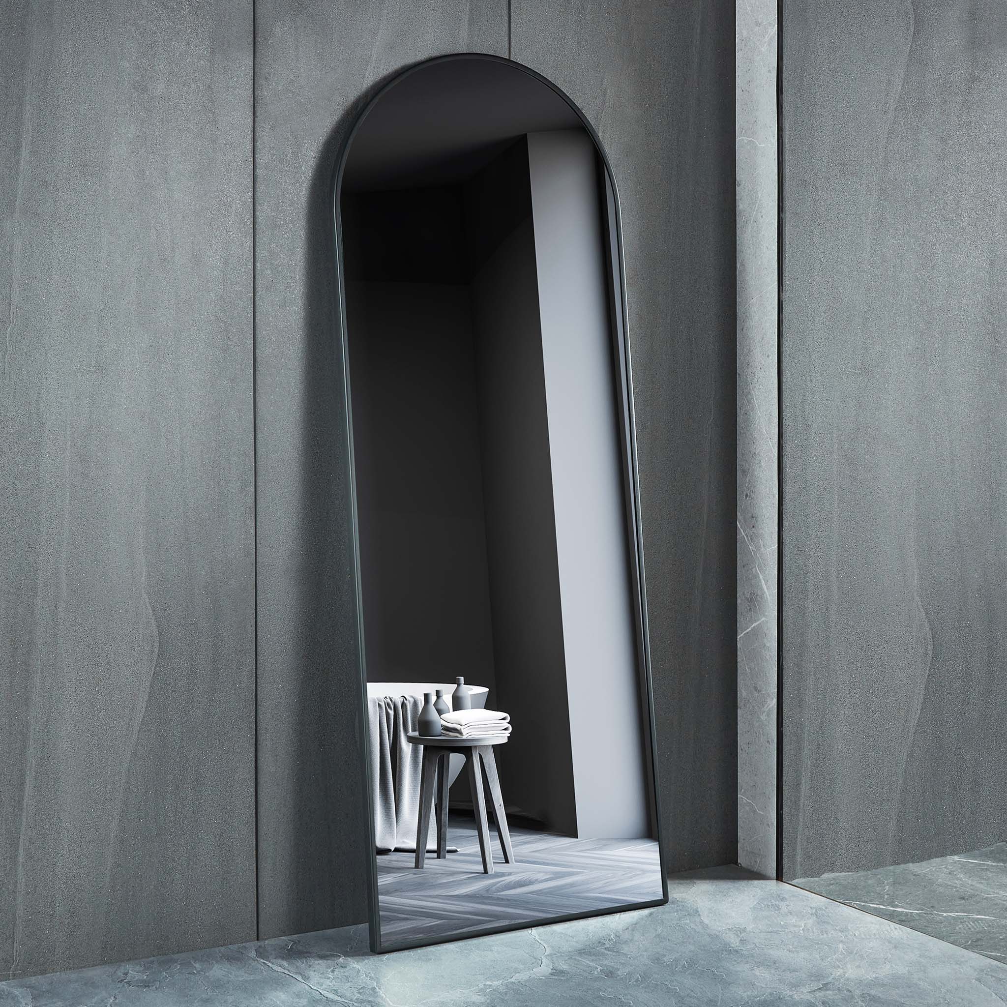 Helkroppsspegel 70 × 185 cm Valvformad - Svart ram Helkroppsspegel 70 × 185 cm Valvformad - Svart ram