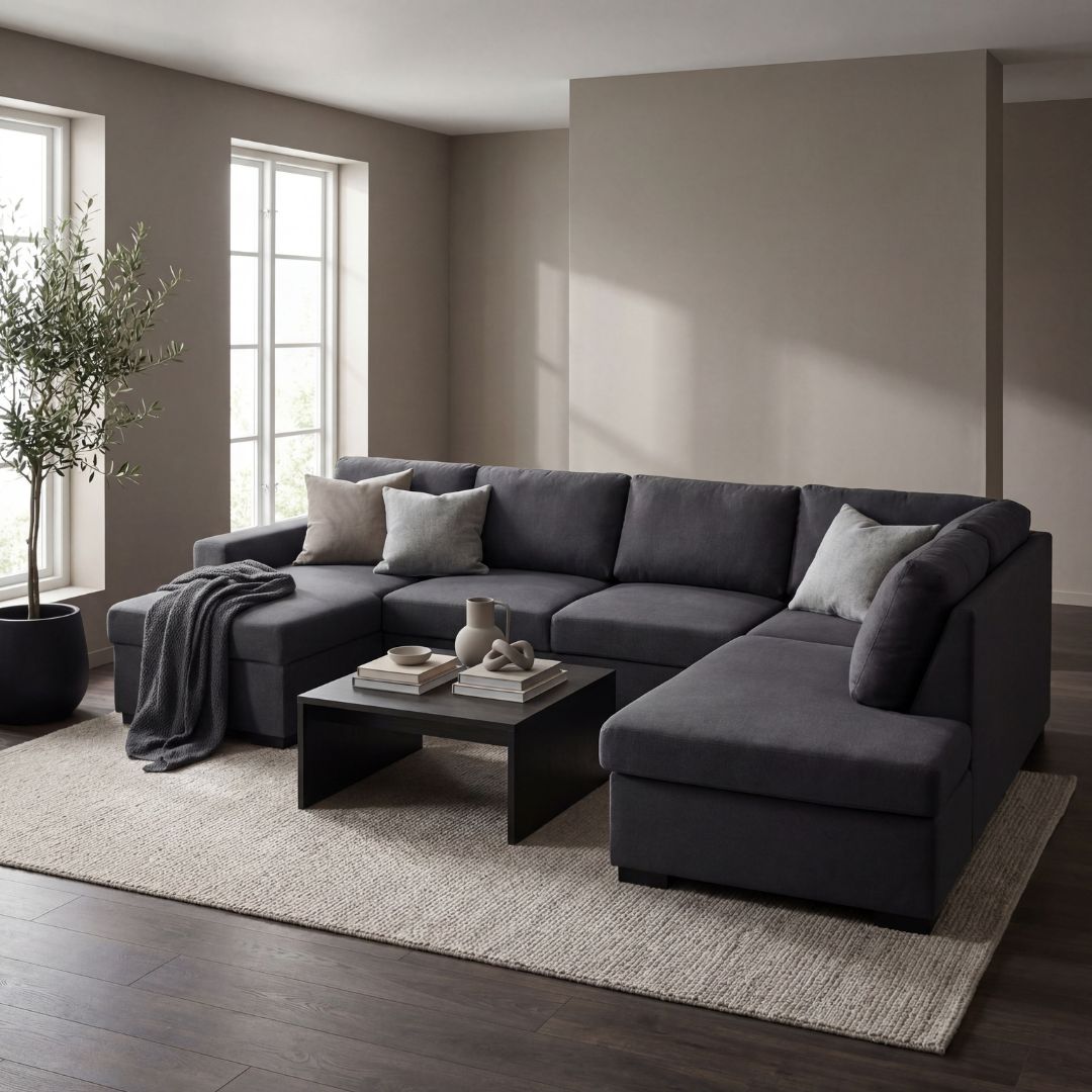 Soffa u-soffa 309 cm mörkgrått tyg - Solna Soffa u-soffa 309 cm mörkgrått tyg - Solna