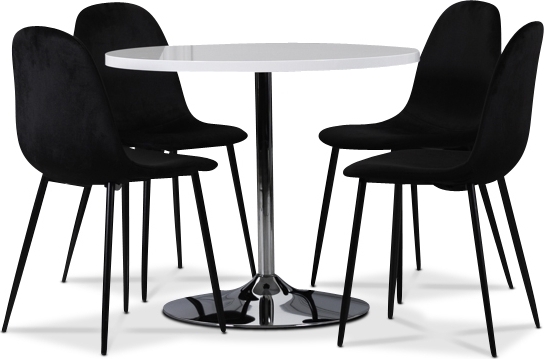 Tiana bord med kromad fot Ø90 cm - Vit (Högglans) / Krom Tiana bord med kromad fot Ø90 cm - Vit (Högglans) / Krom