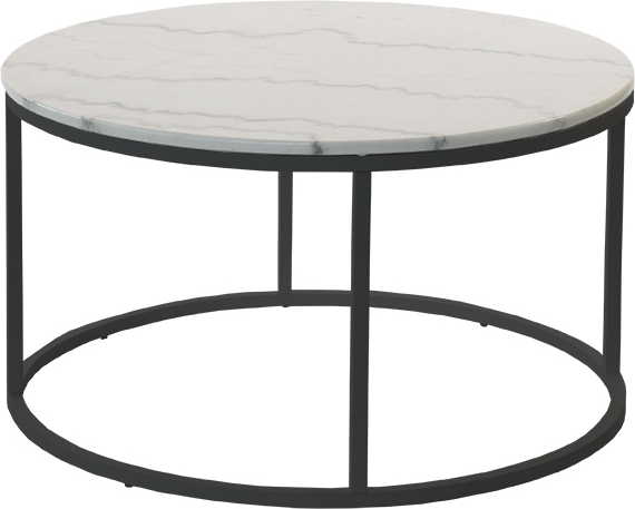 Accent soffbord rund 85 - Vit marmor / svart underrede