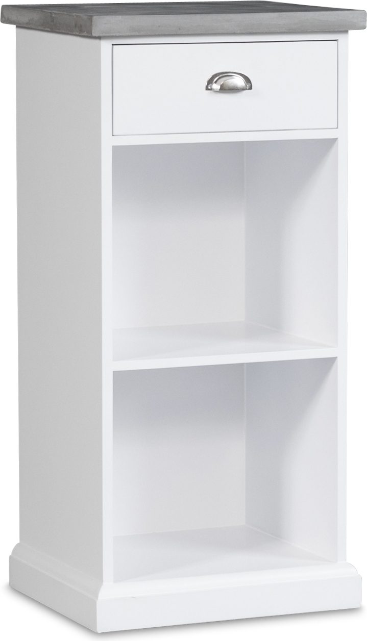 S�ngbord hugo med l�da och f�rvaring - Vit/cement + M�beltassar