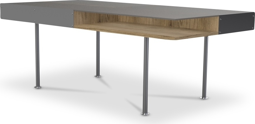 Frank soffbord 130 x 65 cm - Ek / Metall + Textilv�rd f�r m�bler