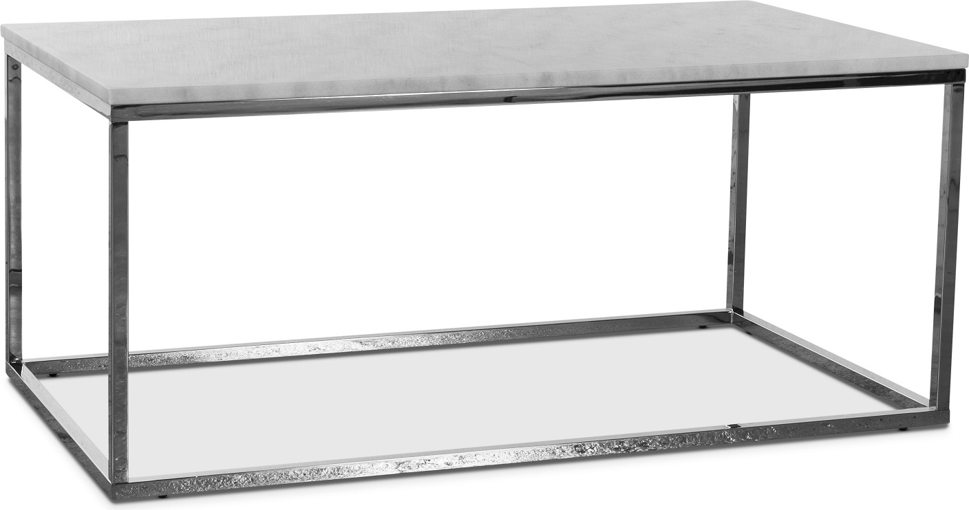 Accent soffbord 110 - Vit marmor / Kromat underrede