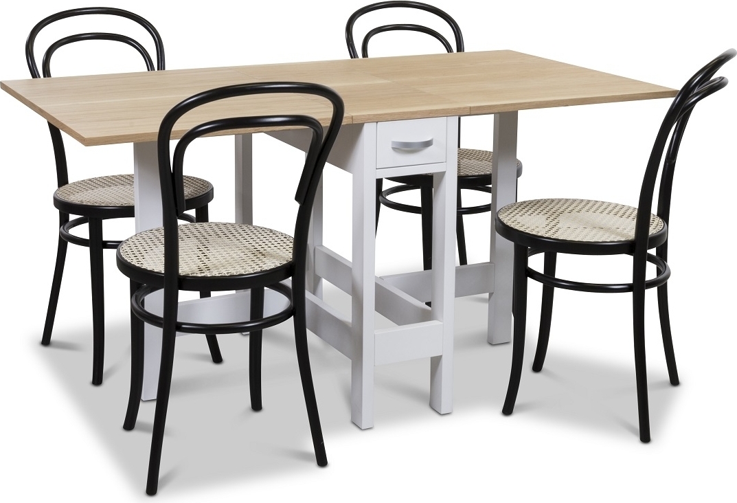 Signum matgrupp Slagbord vit/ek med 4 st svarta Thonet no14