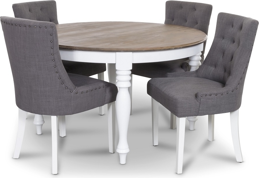 New England matgrupp inklusive 4 st Tuva matstolar i gr�tt tyg