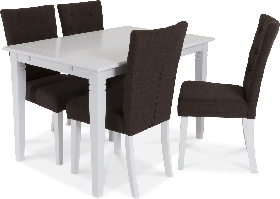 Sandhamn matgrupp 120 cm bord med 4 Crocket stolar i Brunt tyg Sandhamn matgrupp 120 cm bord med 4 Crocket stolar i Brunt tyg