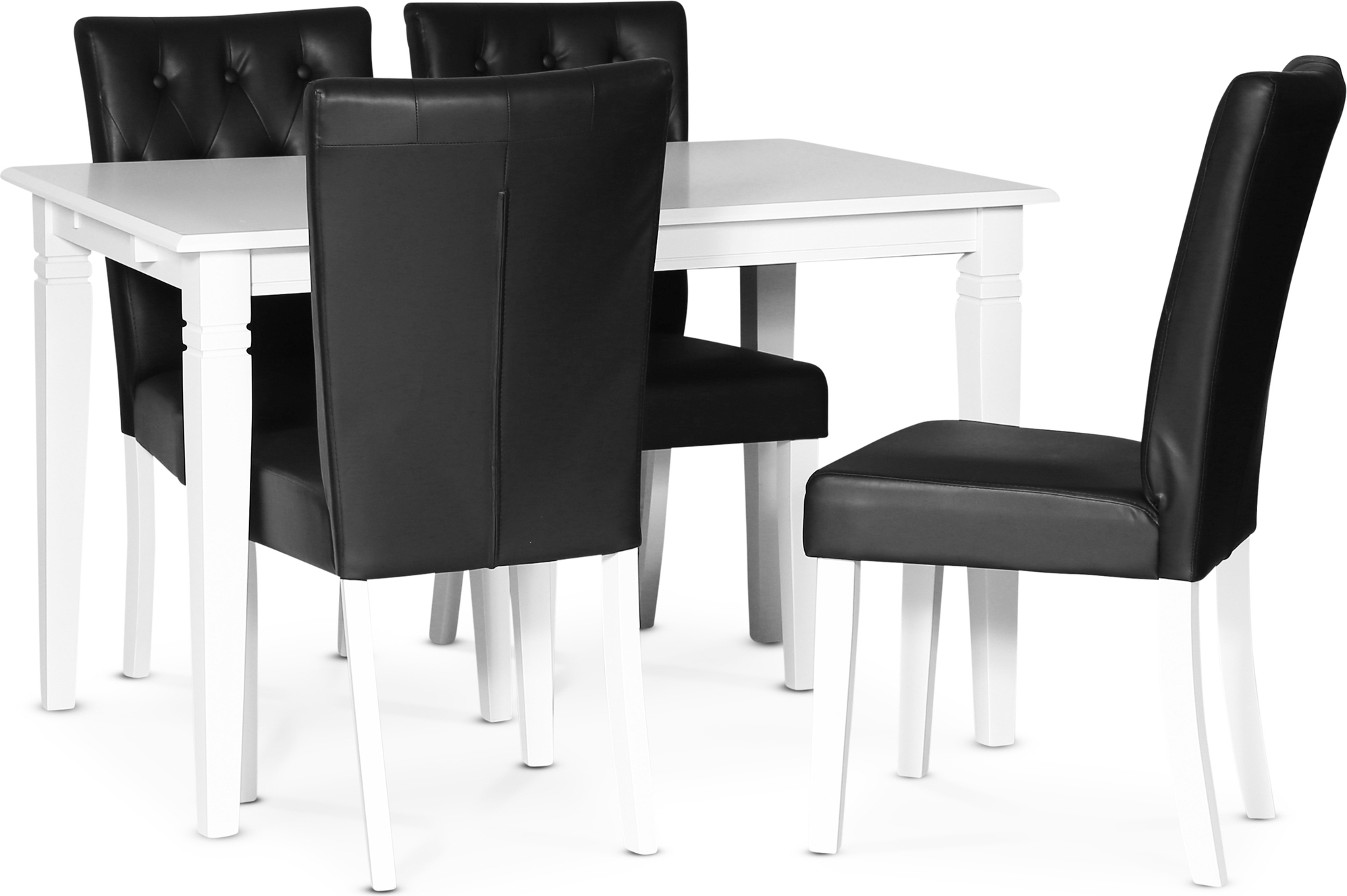 Sandhamn matgrupp 120 cm bord med 4 Crocket stolar i Svart PU + 4.00 x Sandhamn matgrupp 120 cm bord med 4 Crocket stolar i Svart PU + 4.00 x