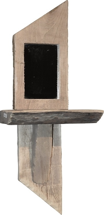 V�gghylla med Spegel - �tervunnet tr� + Glas och Kristallreng�ring