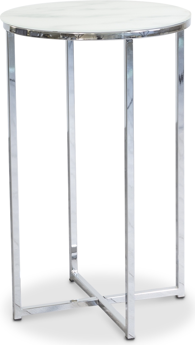 Palasso runt Lampbord �40 cm - Krom / Ljus marmorering + M�beltassar