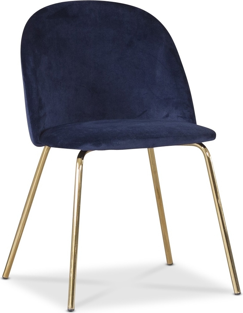 Stol i bl� velvet med guldiga ben