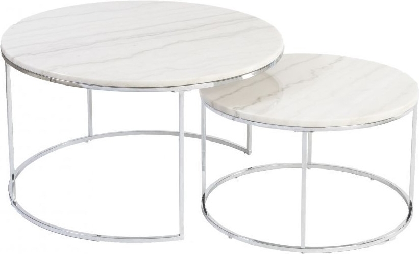 Lormont satsbord i marmor �80/60 cm - Ljus marmor/krom + M�beltassar