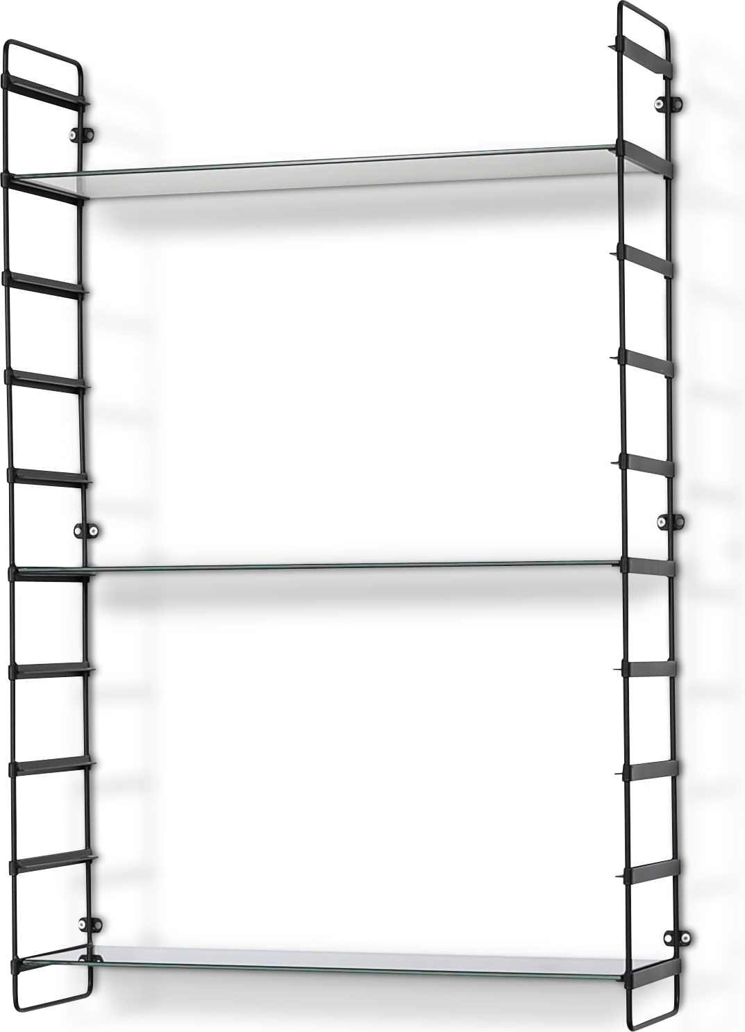 Stream svart v�gghylla med gr�na glasmarmor hyllplan