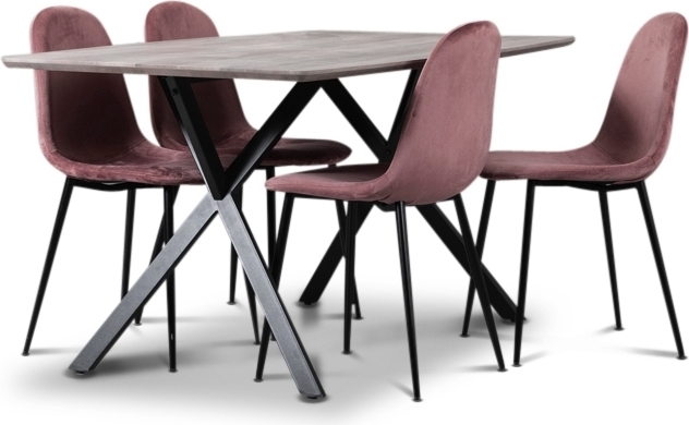 Smokey matgrupp, matbord med 4 st Carisma sammetsstolar - Rosa Smokey matgrupp, matbord med 4 st Carisma sammetsstolar - Rosa