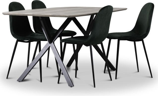 Smokey matgrupp, matbord med 4 st Carisma sammetsstolar - Mörkgrön Smokey matgrupp, matbord med 4 st Carisma sammetsstolar - Mörkgrön