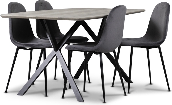 Smokey matgrupp, matbord med 4 st Carisma sammetsstolar - Gr�