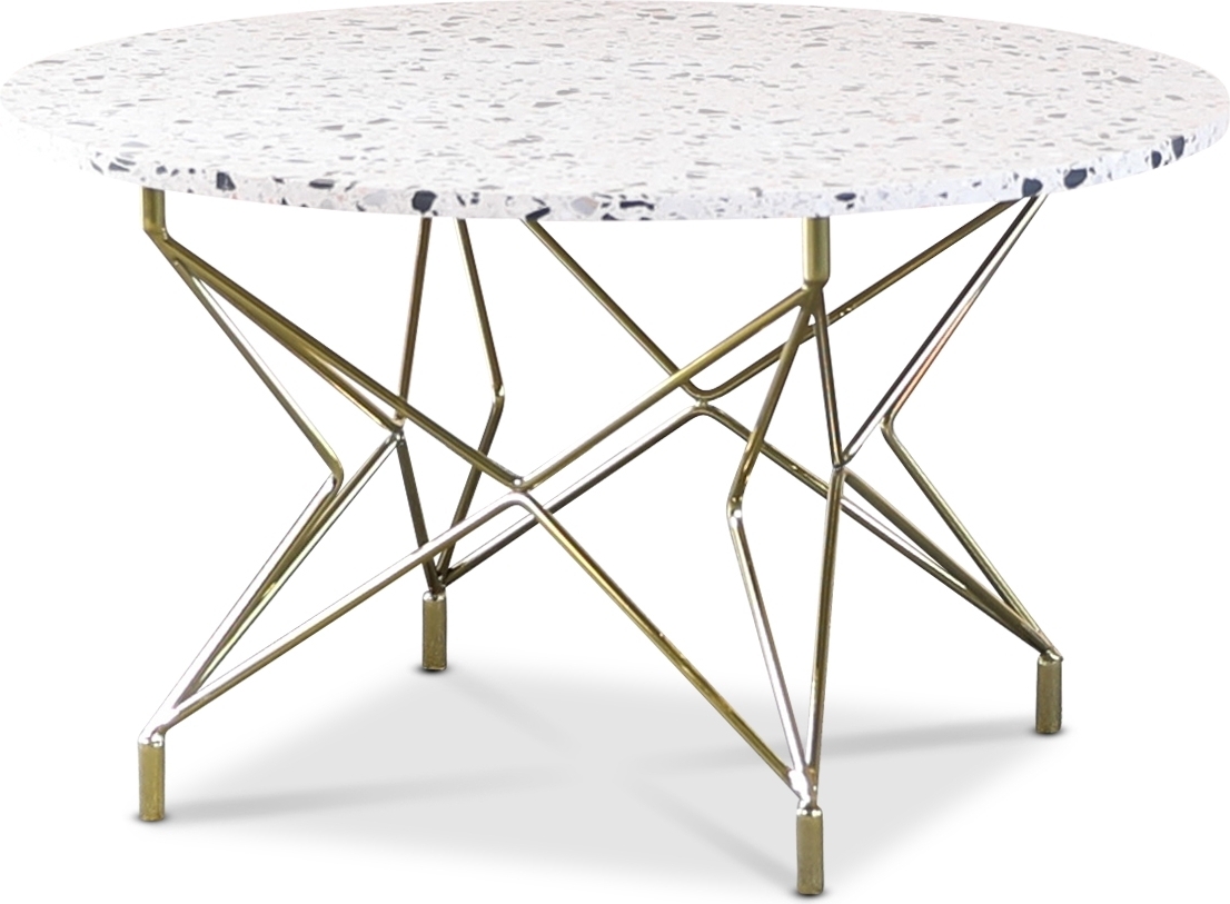 Terrazzo runt soffbord �80 cm - Cosmos Terrazzo & underrede Star m�ssing