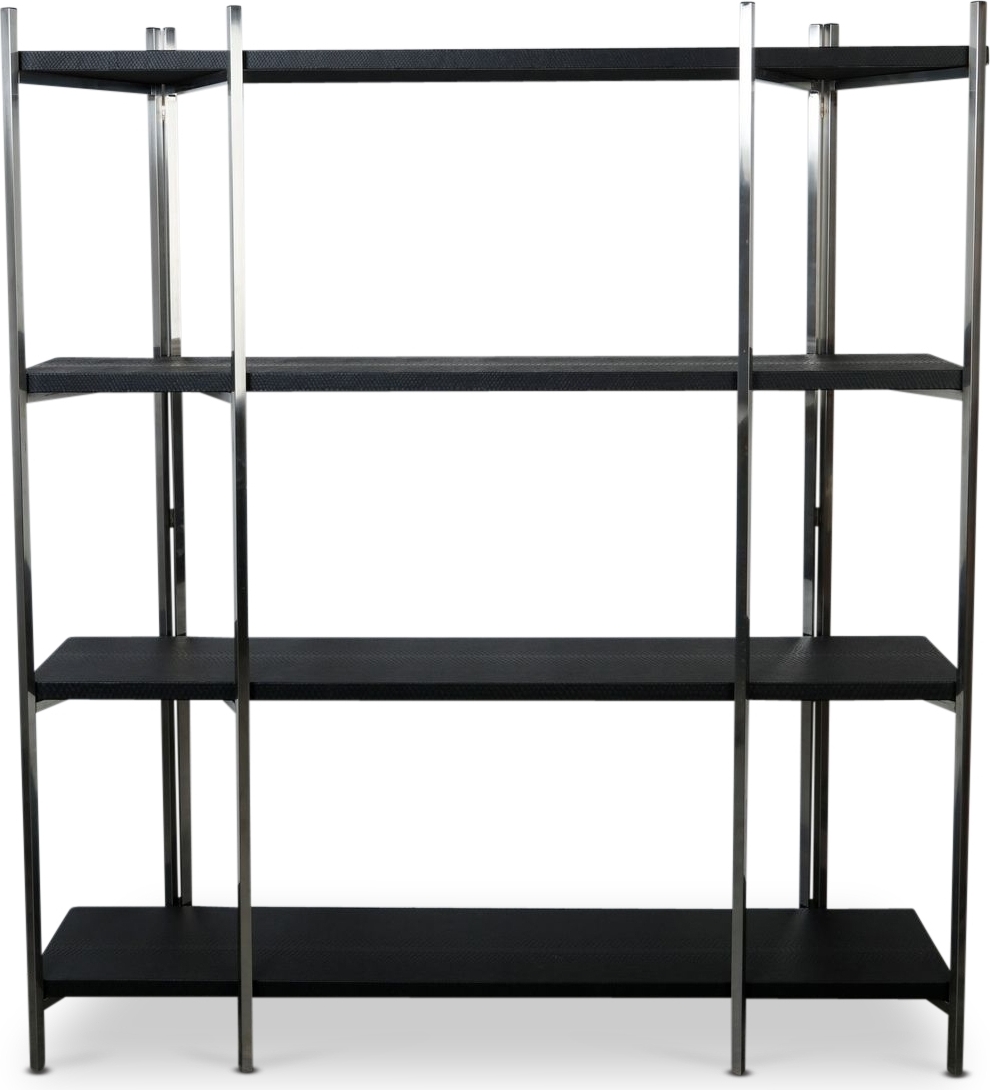 Bokhylla i krom och svart PU