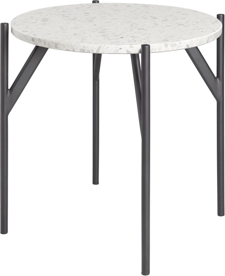 Terrazzo sidobord Ø50 cm - Terrazzo Bianco & underrede AIR i svart metall Terrazzo sidobord Ø50 cm - Terrazzo Bianco & underrede AIR i svart metall