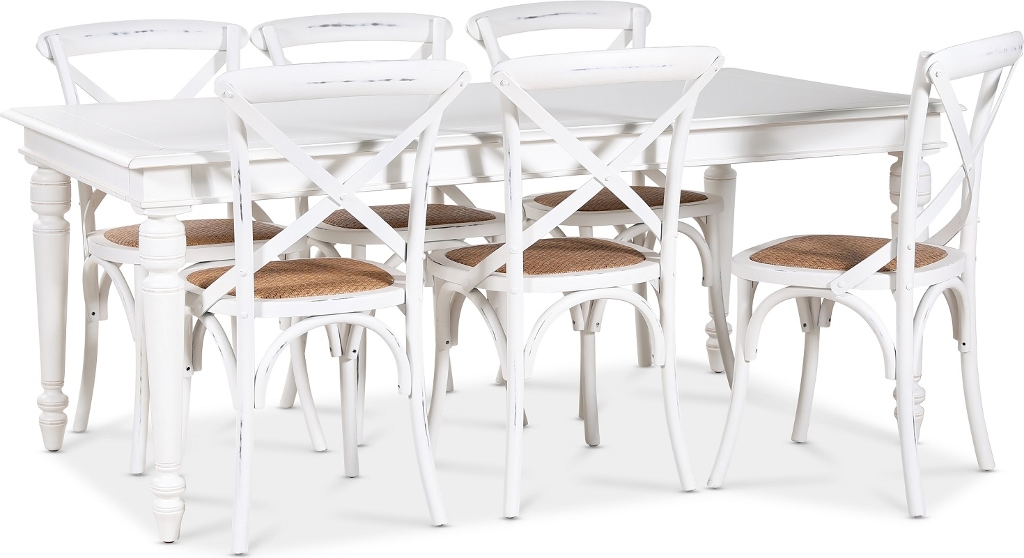 Matgrupp; Bord 180x90 cm med 6 st vita gaston stolar