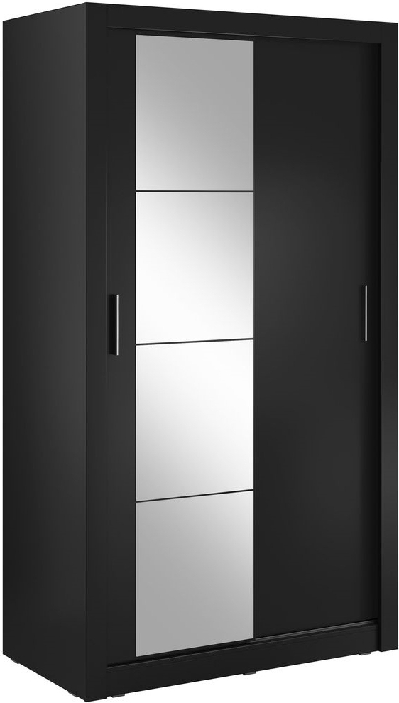 Mervyn garderob med skjutd�rrar 120 cm - Svart / Spegel