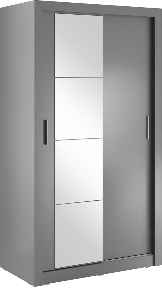 Mervyn garderob med skjutd�rrar 120 cm - Gr� / Spegel