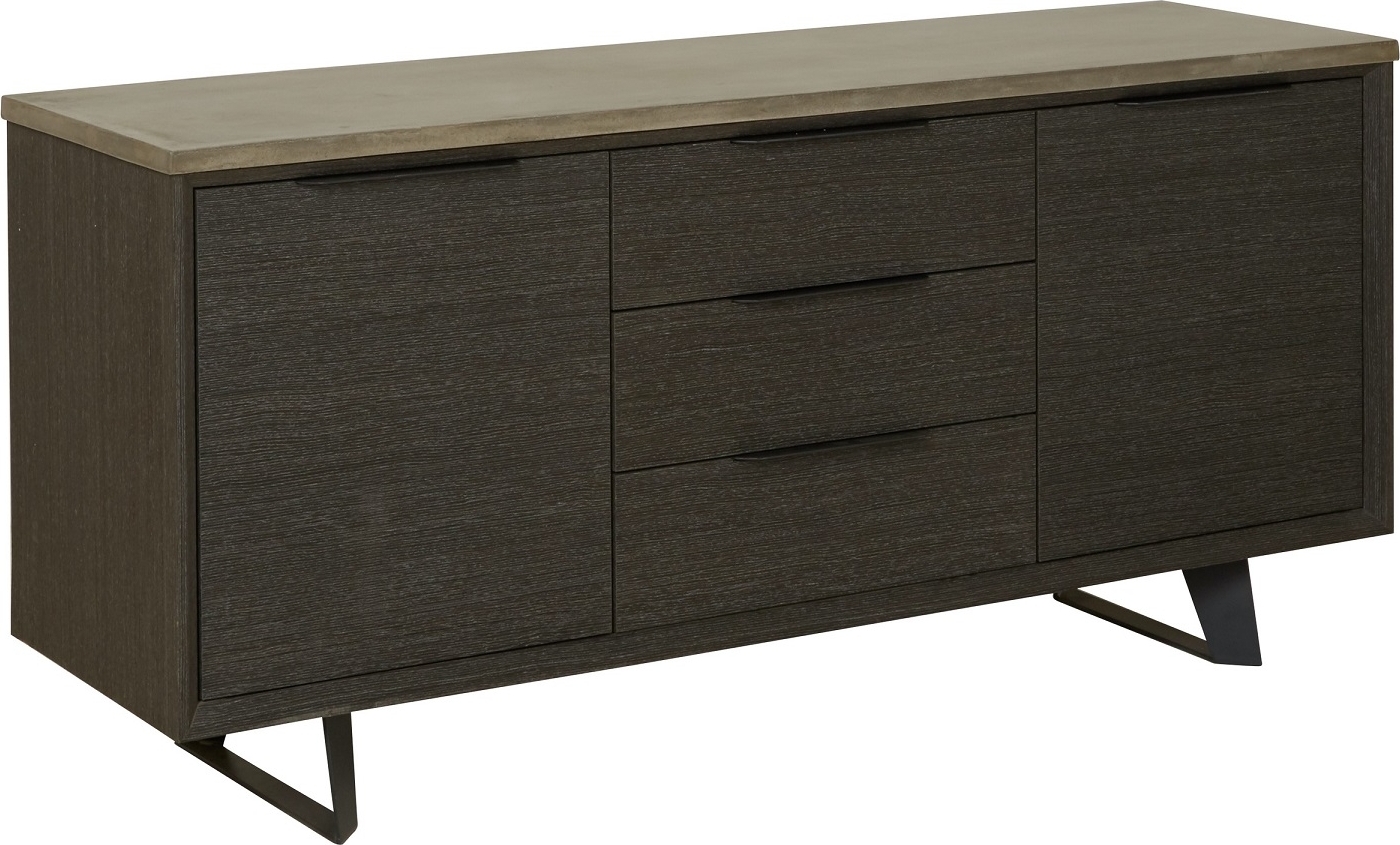 Sk�nk 160 cm bred m�rkbetsad ek med betongskiva + Reng�ring f�r m�bler