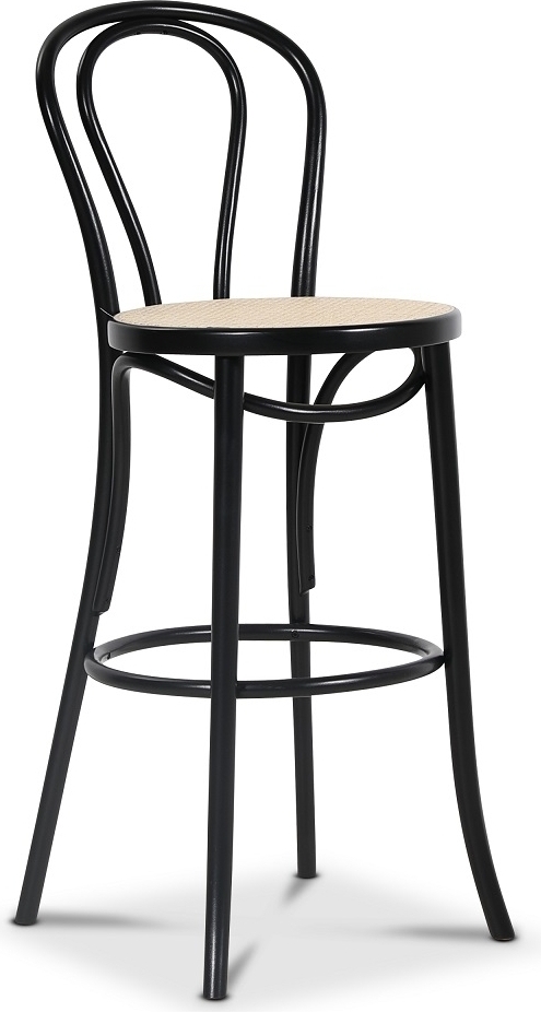 No 18 barstol med rottingsits - Svart