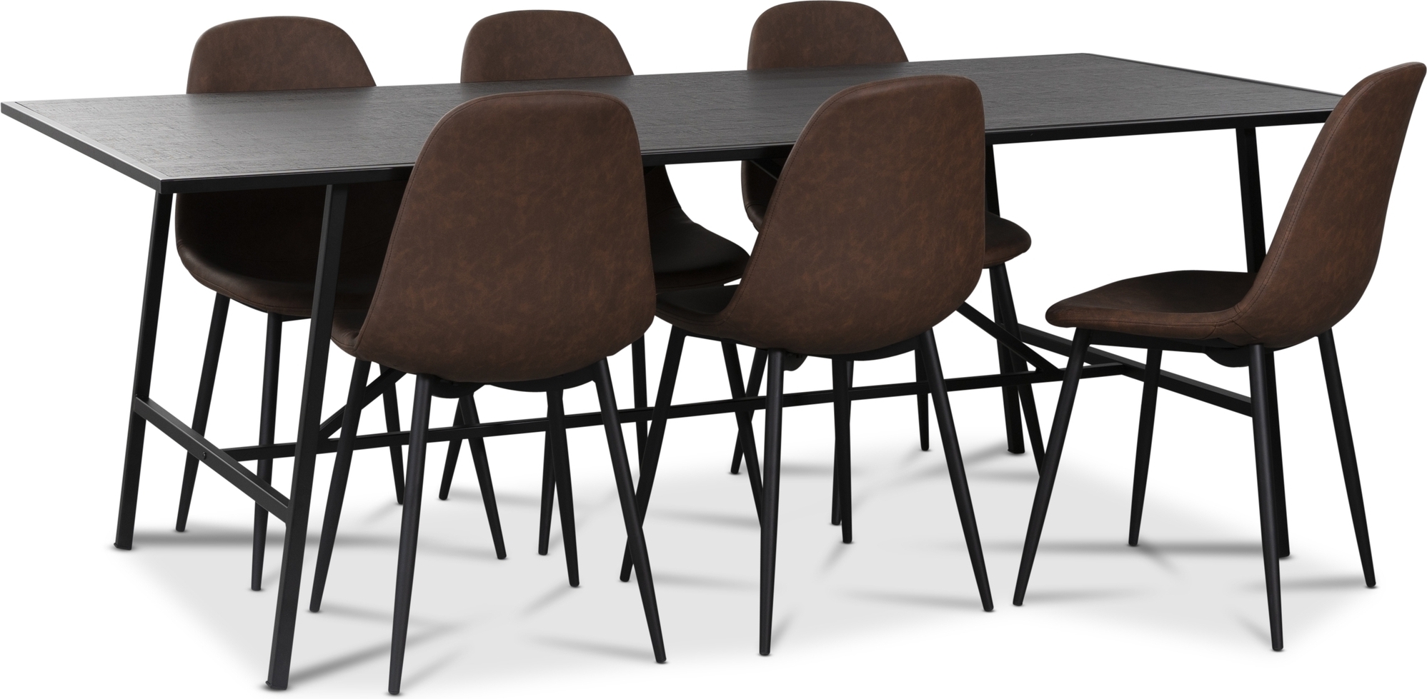 Toscana matgrupp: 206 cm bord + 6 st Atlantic Empire stolar brun PU Toscana matgrupp: 206 cm bord + 6 st Atlantic Empire stolar brun PU