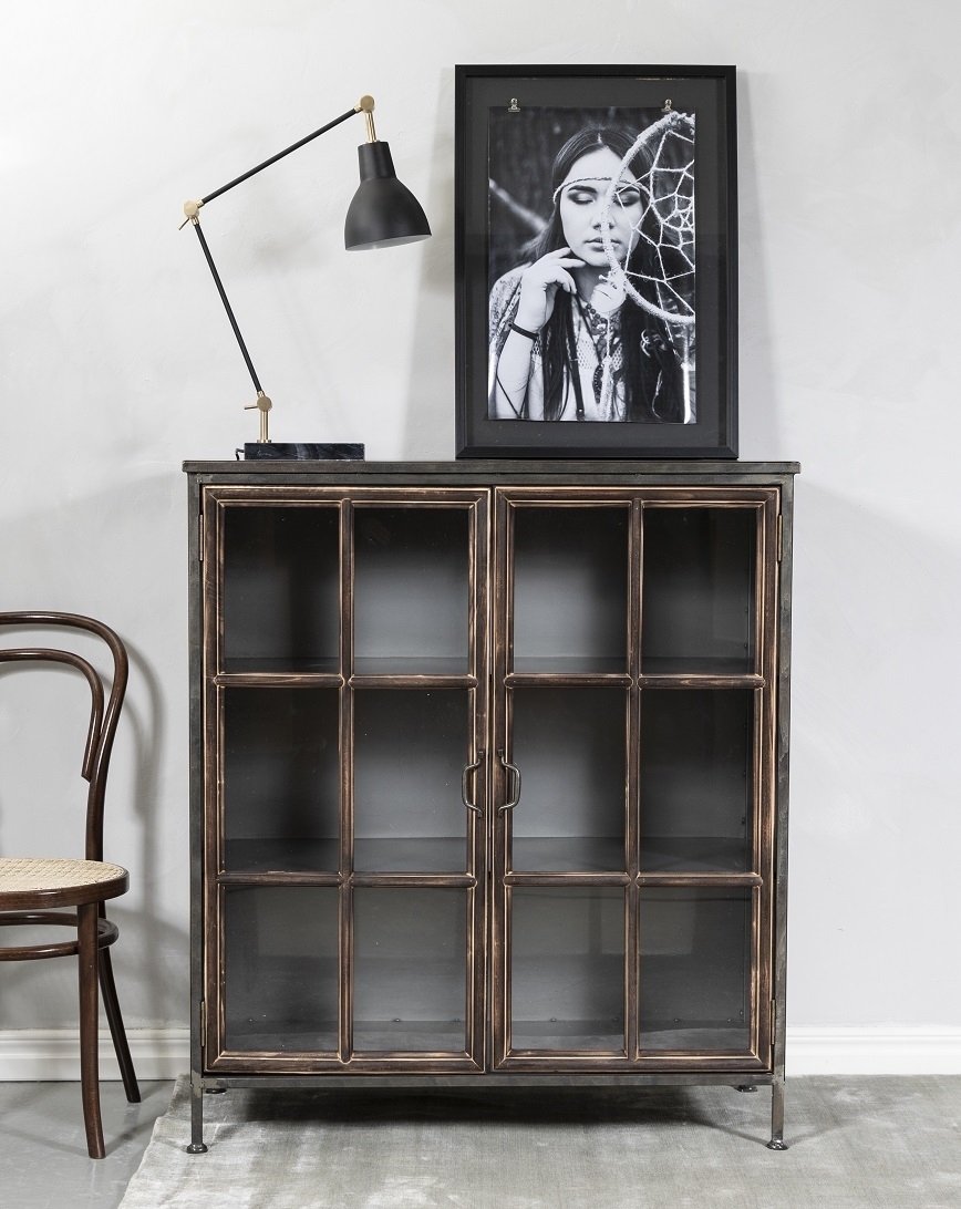 Industry vitrinsk�p i metall - Tr� / Metall / Glas