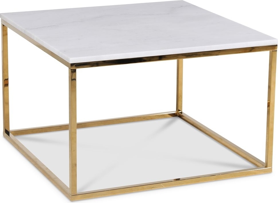Accent soffbord 75 - Vit marmor / Blank m�ssing