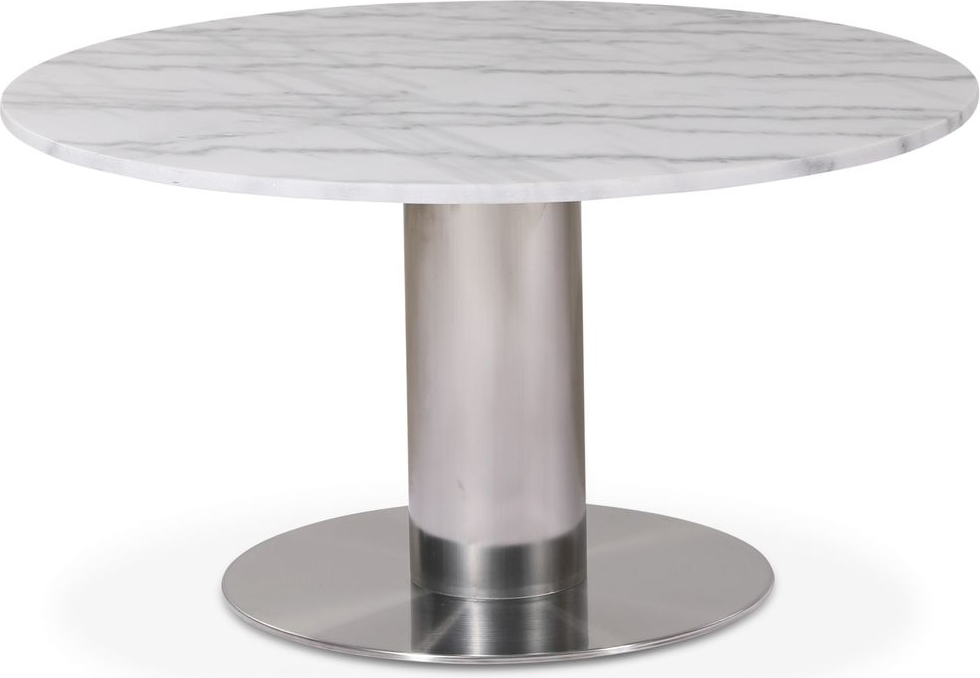 Next 85 runt soffbord - Borstad st�l / marmor (Vit)