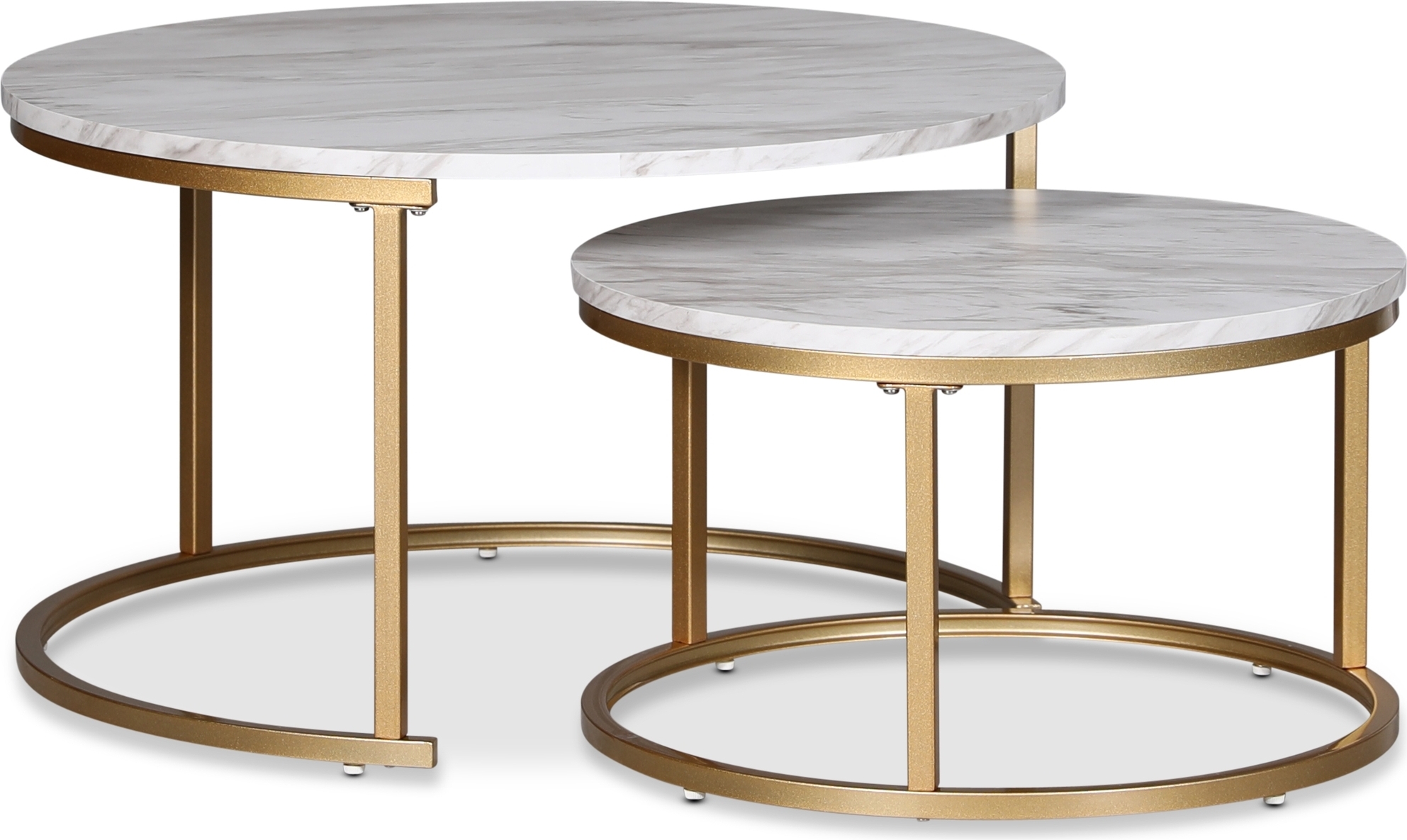 Solano satsbord �80/60 cm - Vit marmorimitation / M�ssing