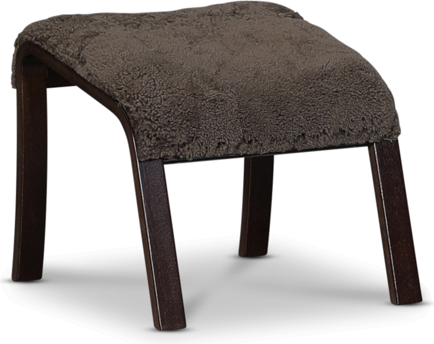 Lammet / Fushion fotpall i f�rskinn scandinavian expresso - M�rk valn�t
