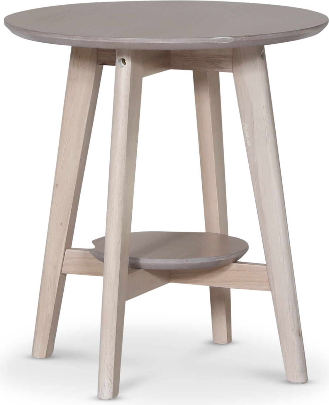 Bridge runt sidobord med hylla �50 cm - Whitewash