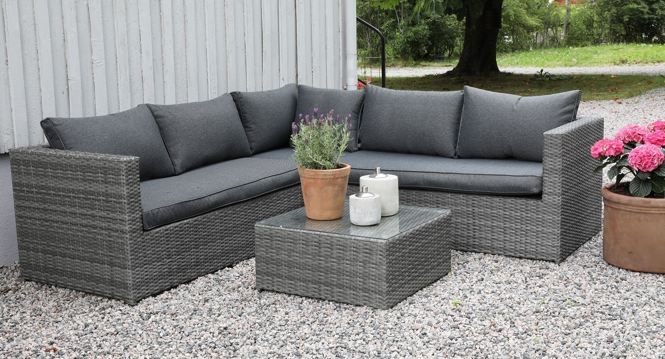 Miami utegrupp med bord - Grå konstrotting + Miami utegrupp med bord - Grå konstrotting +