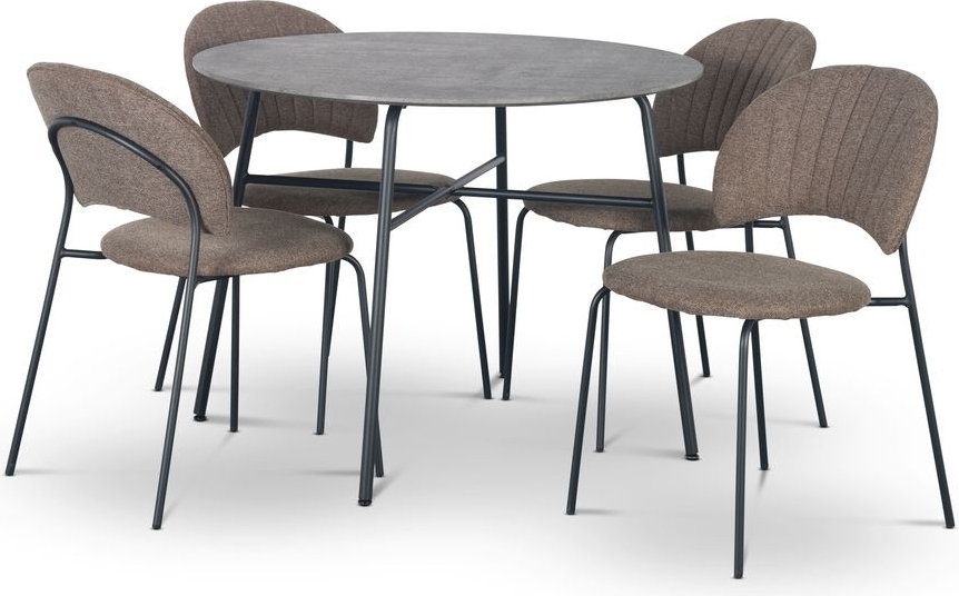 Tofta matgrupp �100 cm bord i betongimitation + 4 st Hogr�n bruna stolar