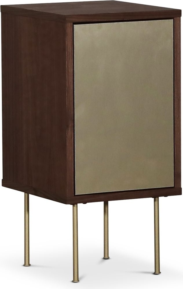 Sängbord i valnöt med dörr i mässing Sängbord i valnöt med dörr i mässing