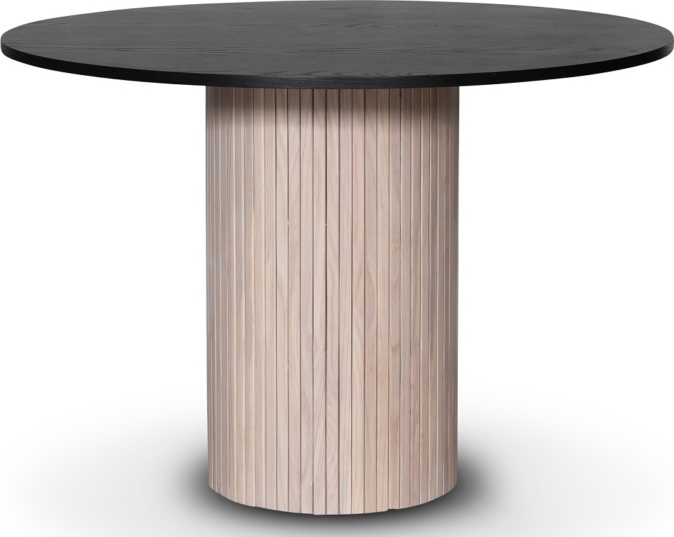 Decibel runt matbord �110 cm - Whitewash / Svartbetsad ek