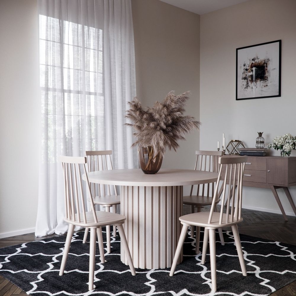 Matgrupp PiPi runt matbord �150 cm inkl 4 st Dalsland pinnstol - Whitewash