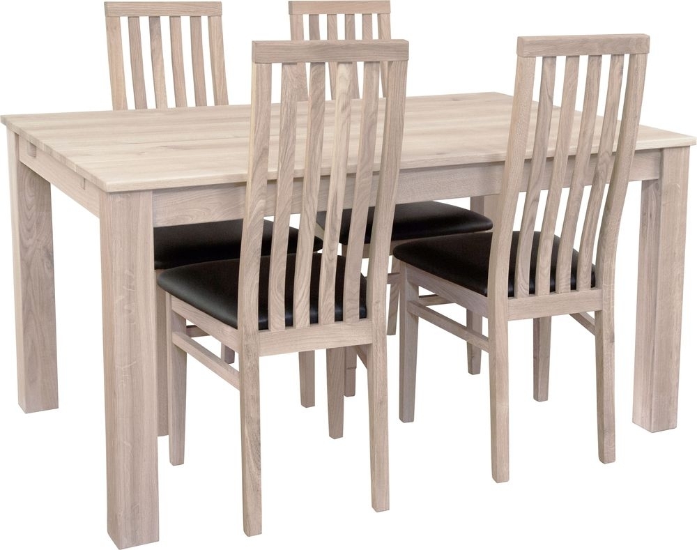 Matgrupp Quebec matbord 140x90 cm inkl 4 st Alaska stolar - Vitpigmenterad/svart ecoläder Matgrupp Quebec matbord 140x90 cm inkl 4 st Alaska stolar - Vitpigmenterad/svart ecoläder