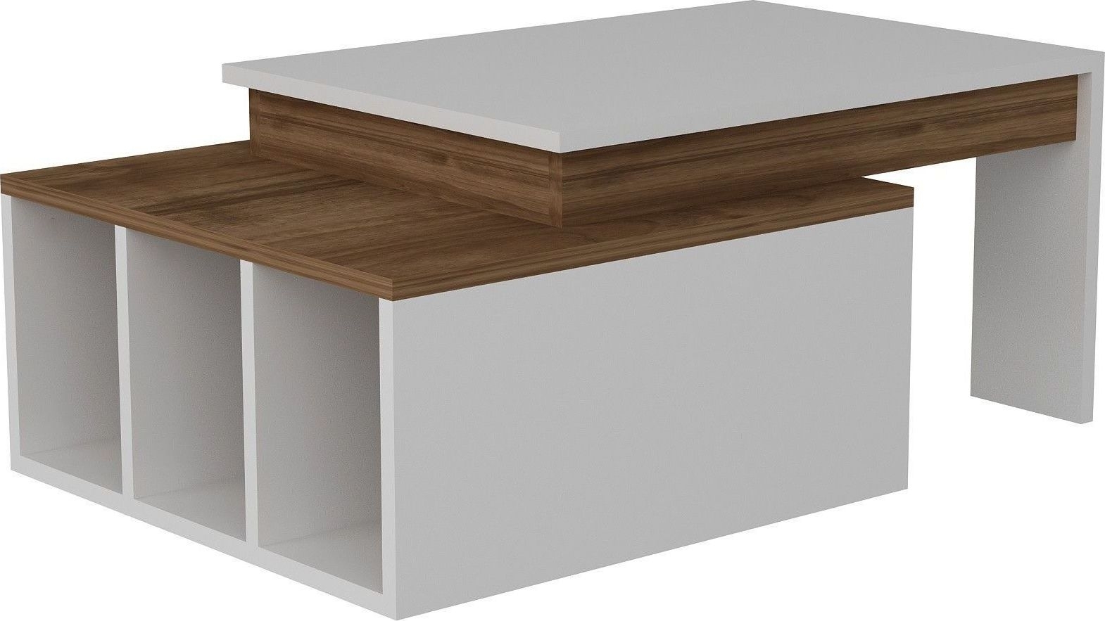 Kolarado soffbord 90 x 60 cm - Vit/valnöt Kolarado soffbord 90 x 60 cm - Vit/valnöt